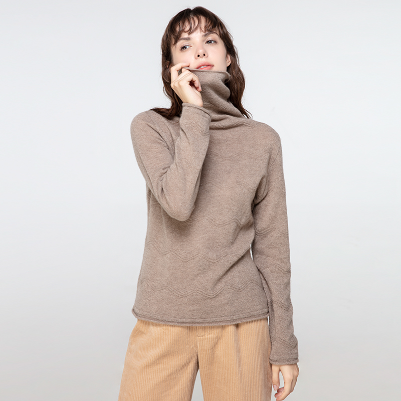 Turtleneck Knitted Cashmere Sweater REAL SILK LIFE