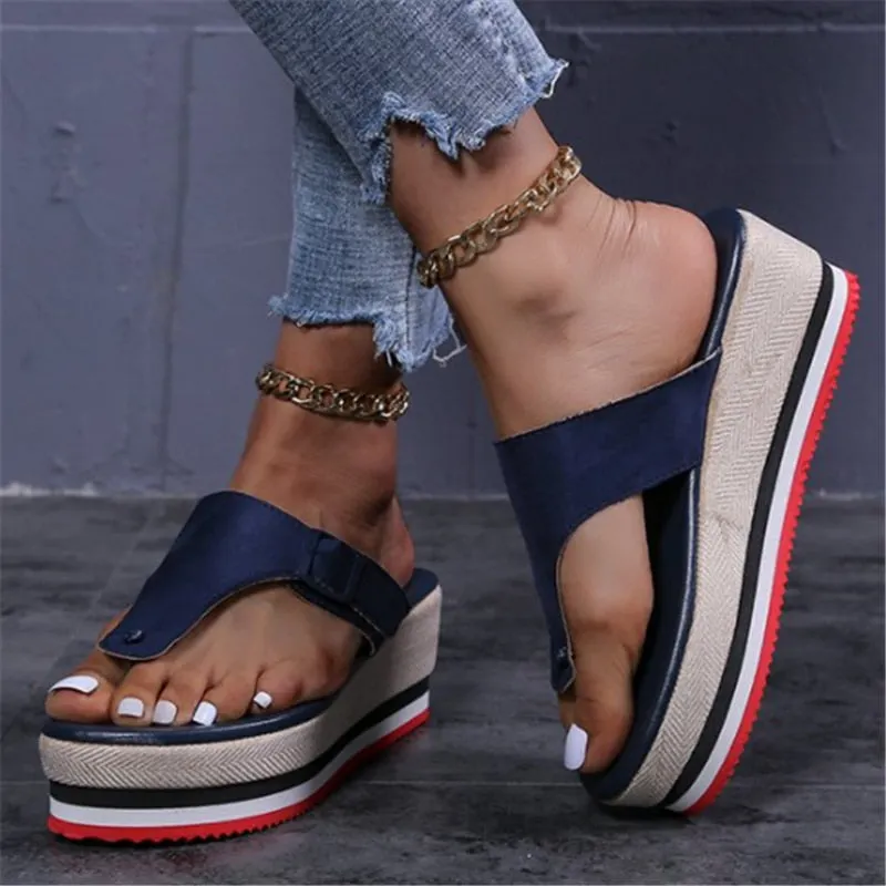 2021 Summer New Women's Sandals Fashion Gladiator Beach Open Toe Flip Flops Outdoor Comfortable Platform Sandals Sandalias Mujer