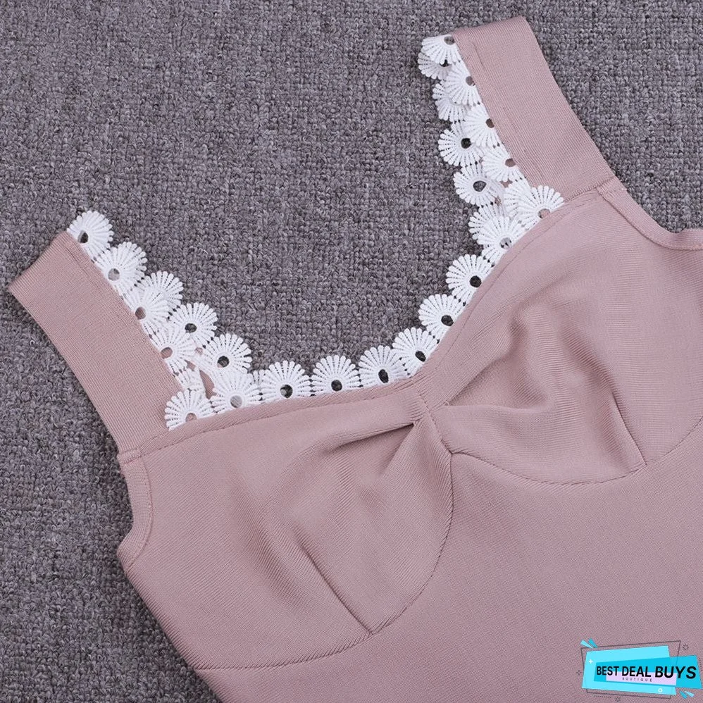 Strappy Sleeveless Frill Over Knee Bandage Dress PZ19194