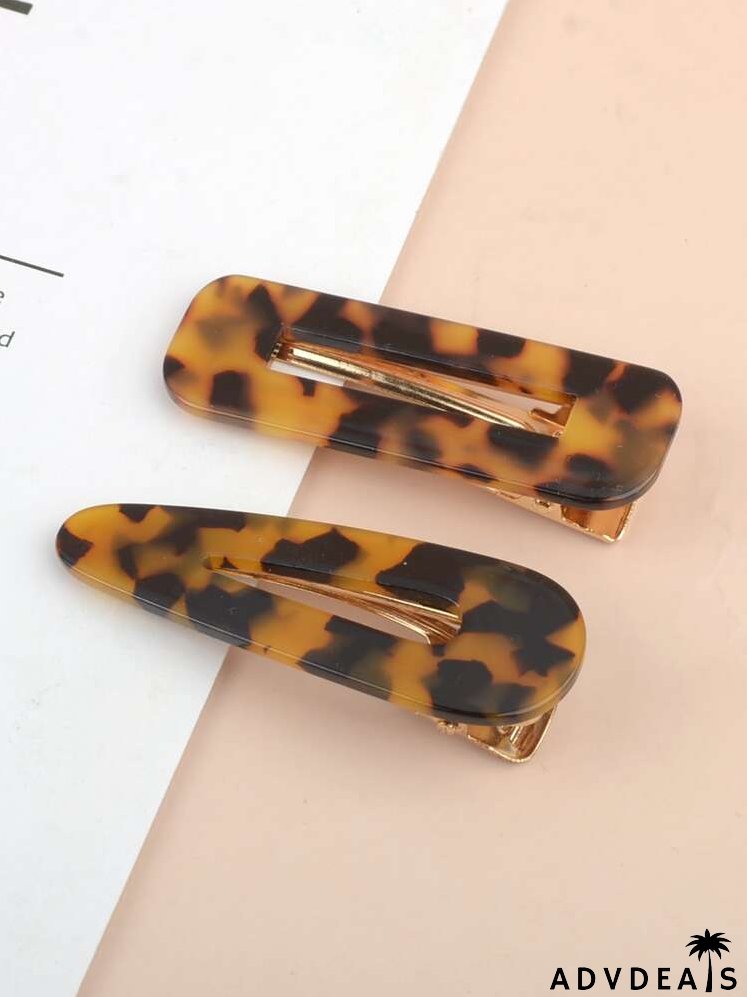 2pcs Tortoiseshell Pattern Hair Clip