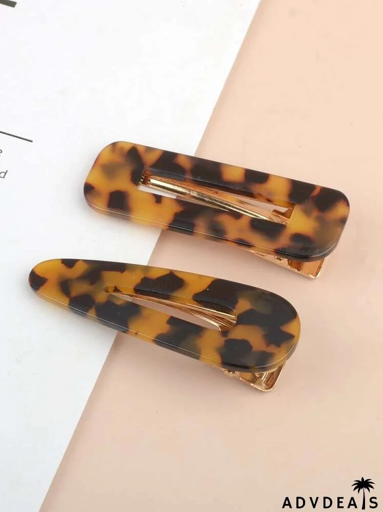 2pcs Tortoiseshell Pattern Hair Clip