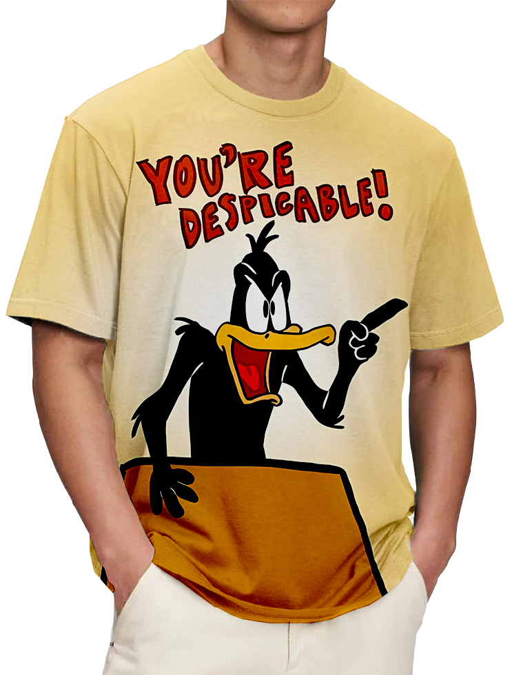 Men's Fun YOU'RE DESPICABLE printed short-sleeved T-shirt PLUSCLOTHESMAN