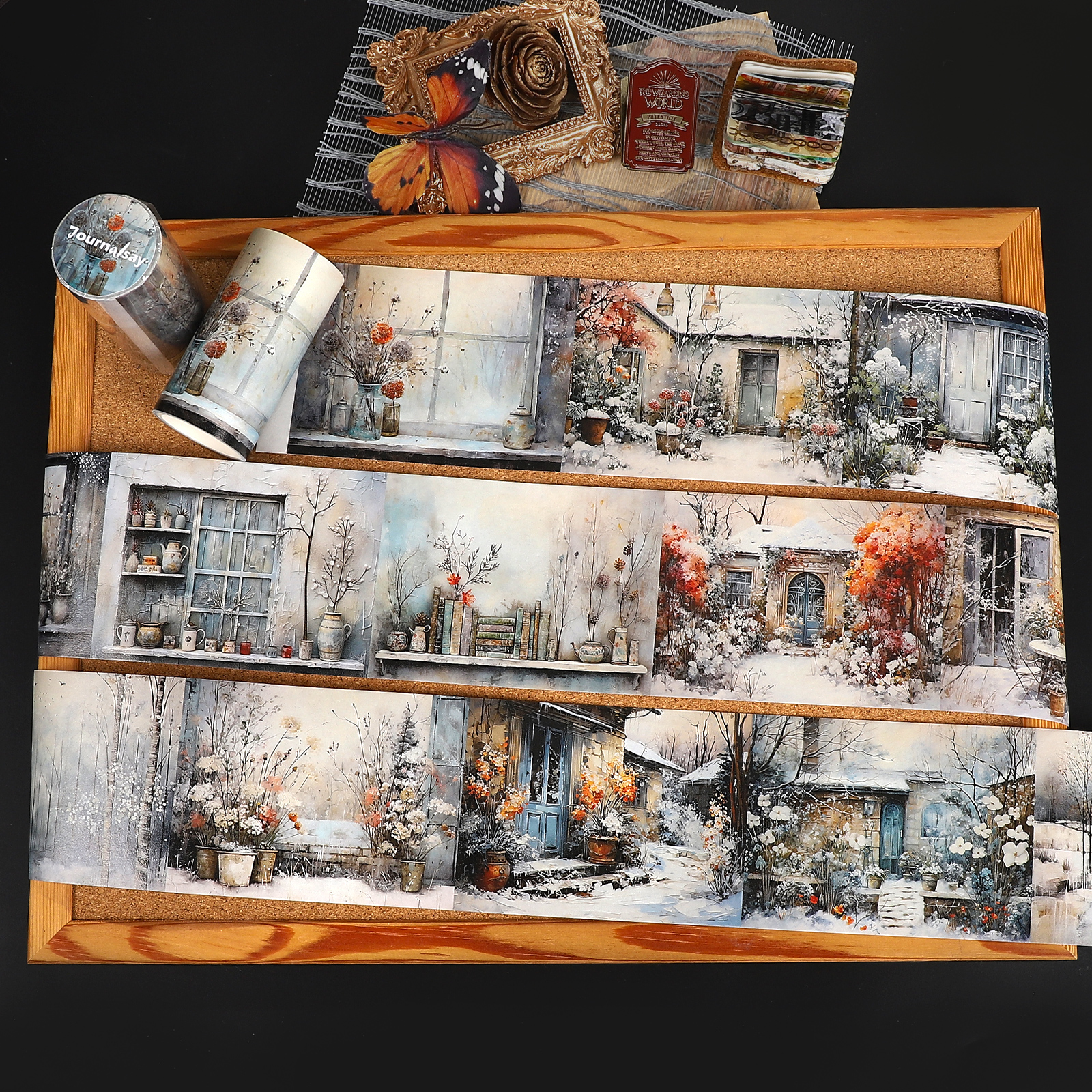 와시 테이프 - 8cm*205cm 빈티지 겨울 눈 덮인 별장