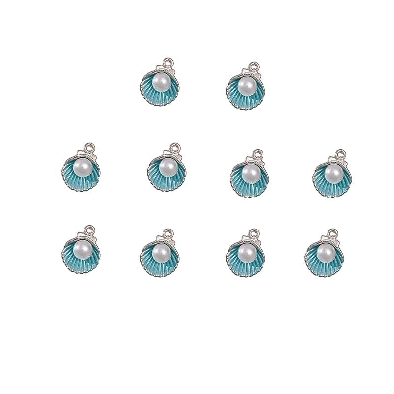 10 PCS/Package Aluminum-Magnesium Alloy Artificial Pearls KC Gold White Pearl Shell Jewelry Accessories Pendant