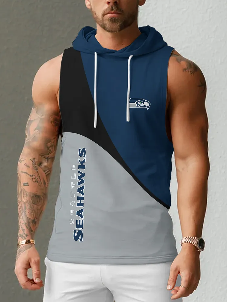 Seattle Seahawks Men's  Casual Comfy Sleeveless Hooded Tank Top