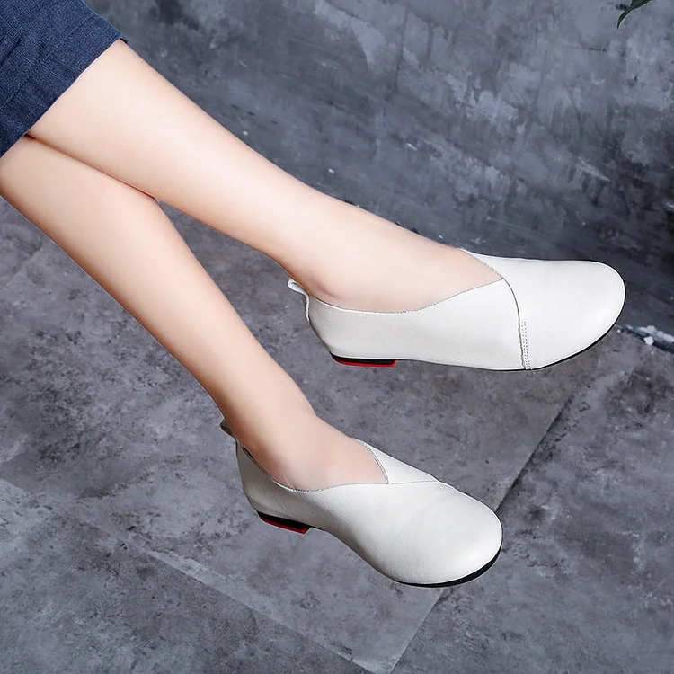 Literary Handmade Retro Leather Soft Flat Shoes shopify Stunahome.com