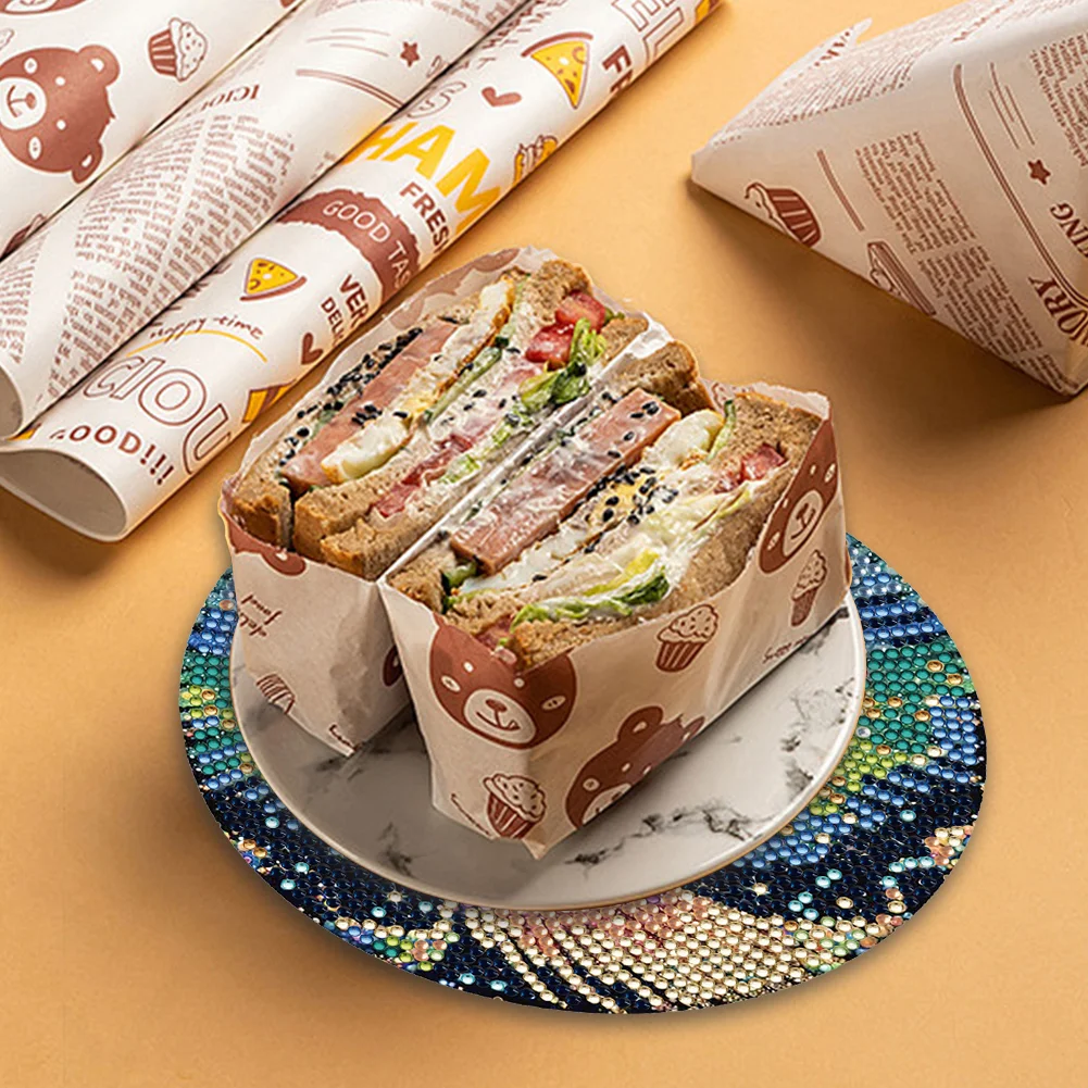 4pcs DIY Phoenix Hummingbird Wooden Diamond Painted Placemats for Dining Table Decor(16*16cm)