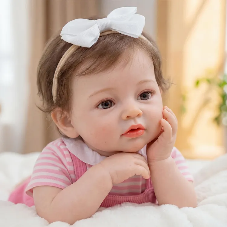 [Pre-Order] 12" & 16" Silicone Reborn Baby Girl with Ultra-Soft Body and Hand-Rooted Hair, Toddler Baby with Bright Eyes