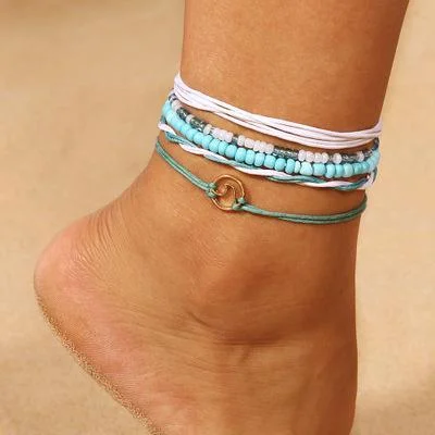 Bohemian Green Beads Anklet Wholesale Cheap Jewelry