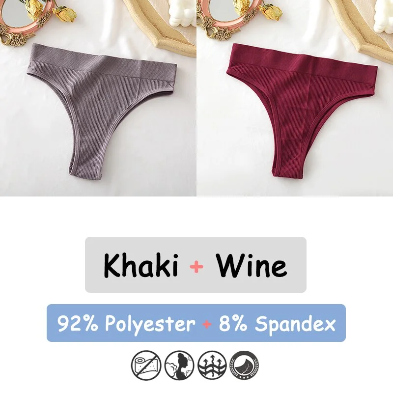 Billionm Women's Thong Seamless High Waisted Women's Panties Sexy Lingerie Comfortable Cotton Briefs Intimates Female Underpants