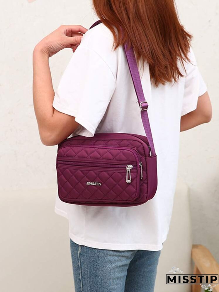 Quilted Letter Decor Square Bag