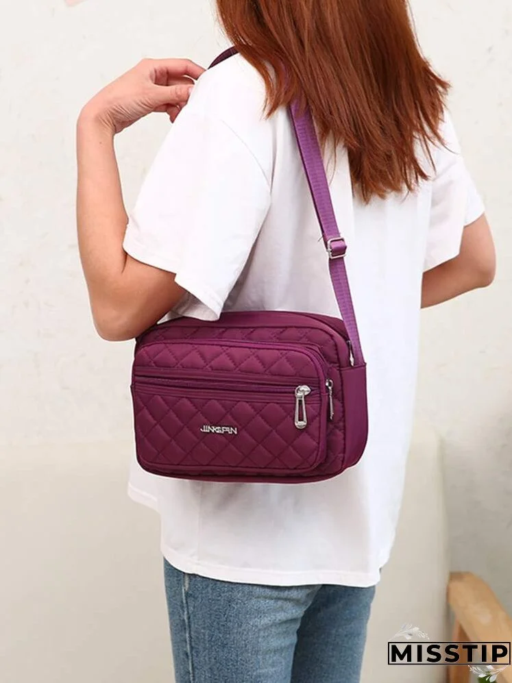 Quilted Letter Decor Square Bag