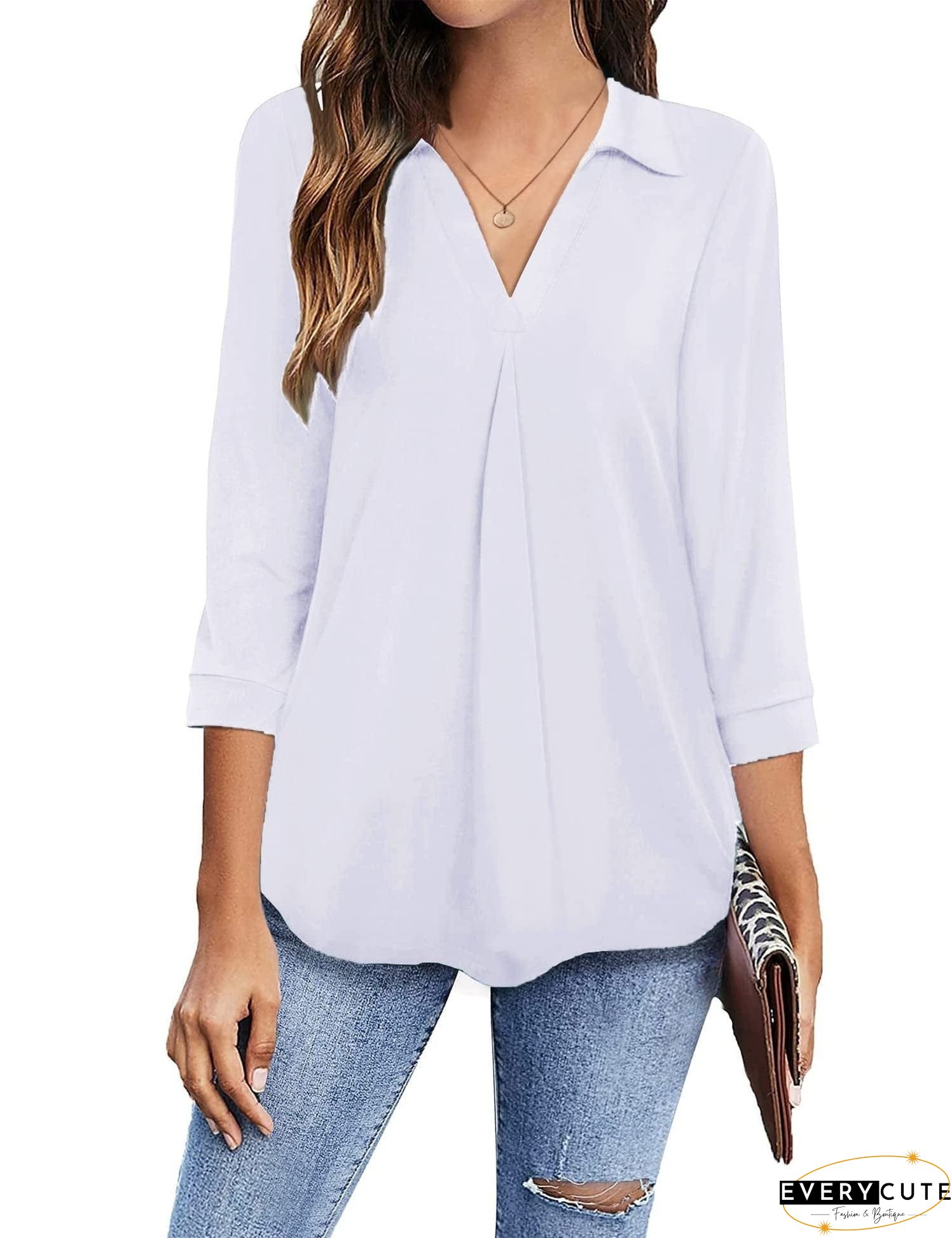Plus Size V Neck Blouse