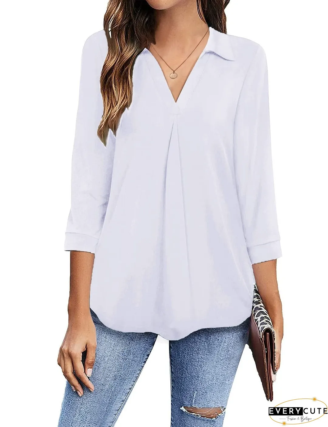 Plus Size V Neck Blouse