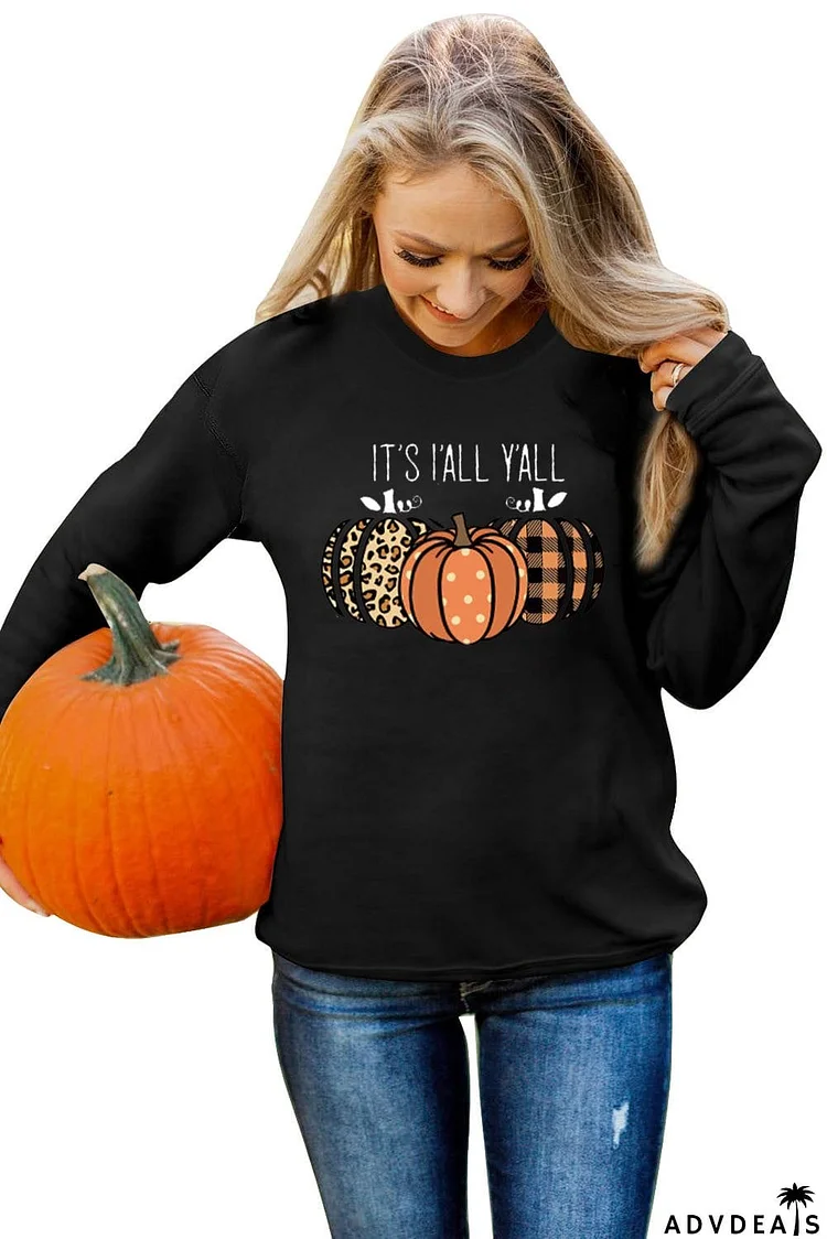 Halloween Pumpkins Graphic Crew Neck Sweatshirt