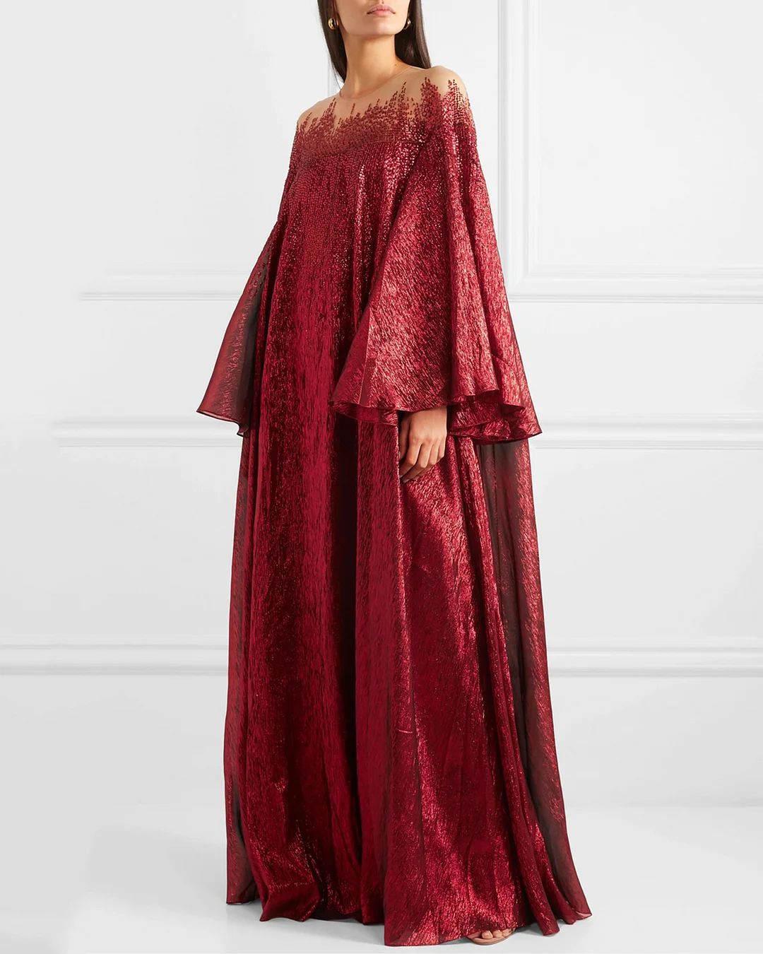 Women' Mesh Bell Sleeve Dress