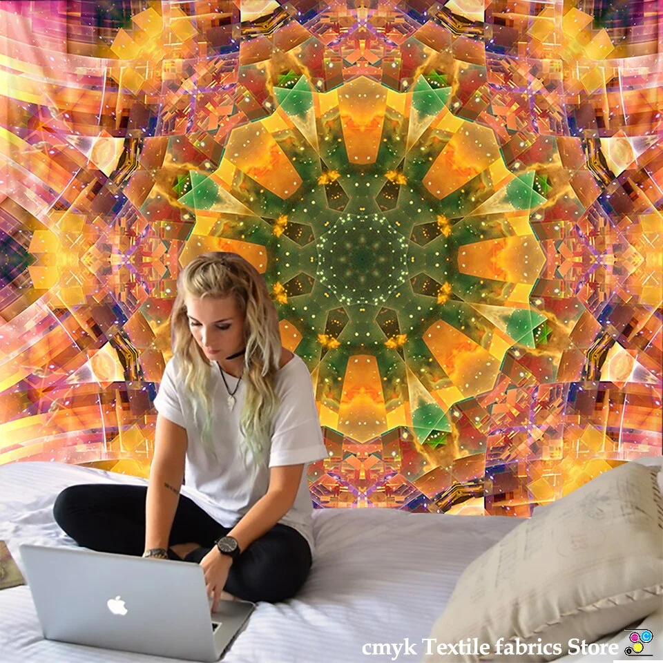 Indian Mandala Tapestry Wall Hanging Multifunctional Tapestry Boho Printed Bedspread Cover Yoga Mat Blanket Picnic cloth
