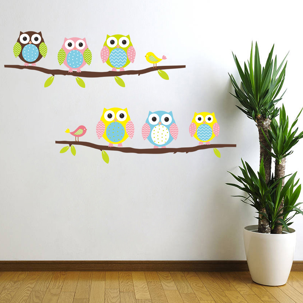 

Owls on branch Pattern PVC Removable Kids Room Vinyl Decal DIY Wall Sticker, 501 Original