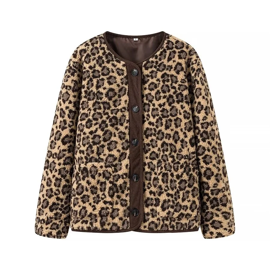 Nigikala Nigikala Women's Autumn And Winter Leopard Print Casual Loose Long-Sleeved Coat Women A34397