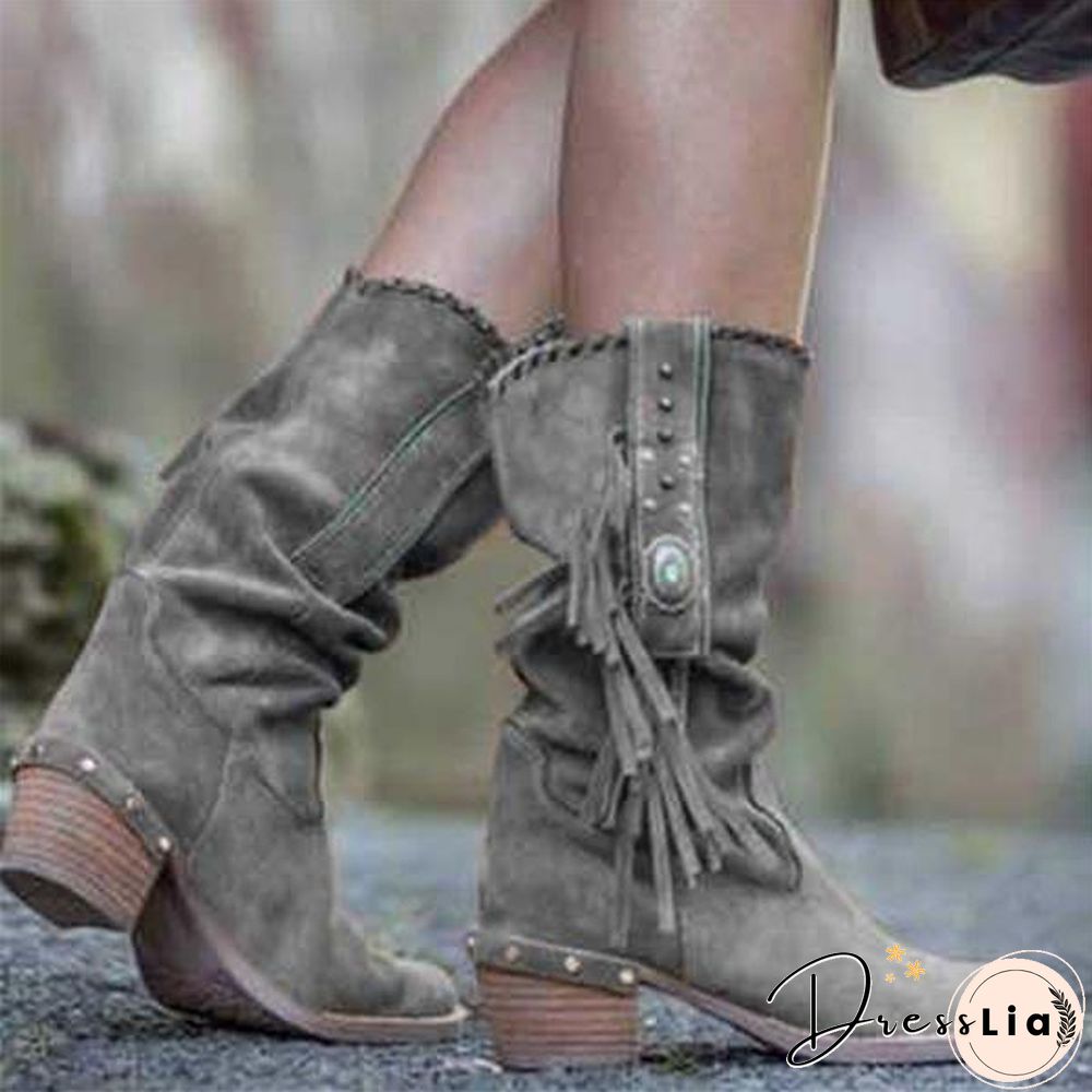 Retro Women Tassels Boot