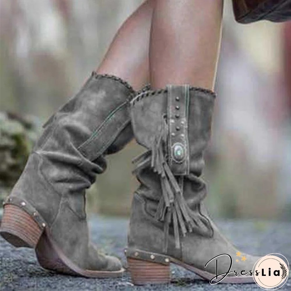 Retro Women Tassels Boot