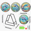 4PCS Wood Diamond Painted Placemats Kitchen Dish Mat with Holder (Dolphin)