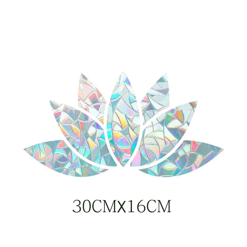 1pcs Lotus Window Decor Film Electrostatic Glass Sticker Rainbow Prism Decals Living Room Bathroom Balcony Decoration