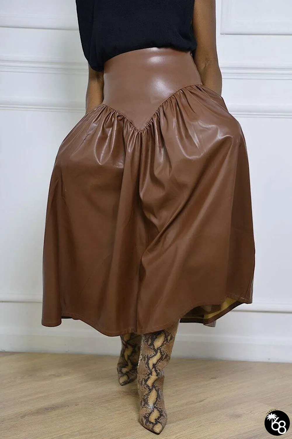 Casual Solid Patchwork Regular High Waist Conventional Solid Color Skirt | 168DEAL