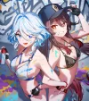 Bikini Ver. Hu Tao & Furina Decorative Painting - Genshin Impact - H-TWO Studio