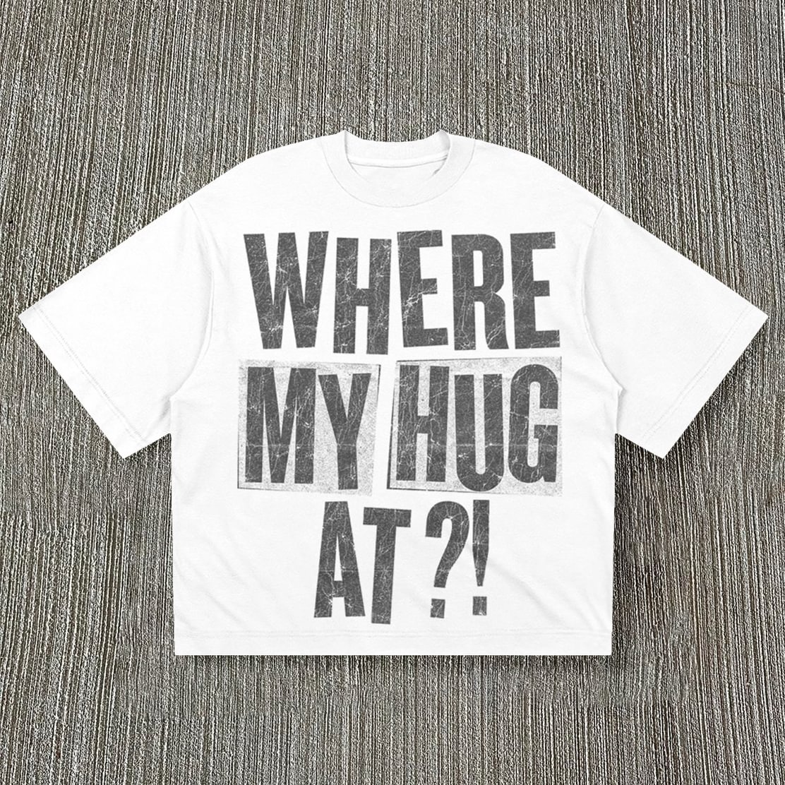 Sopula Vintage Where My Hug Print Graphic Print Cropped T-Shirts - SOPULA