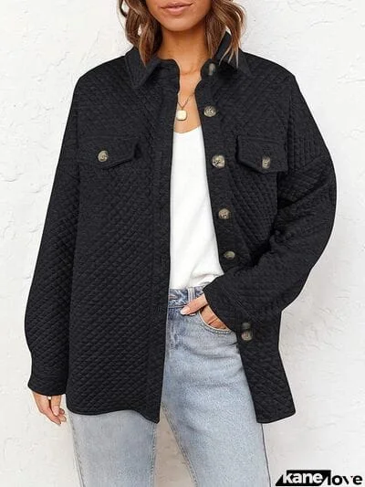 Button Up Dropped Shoulder Jacket