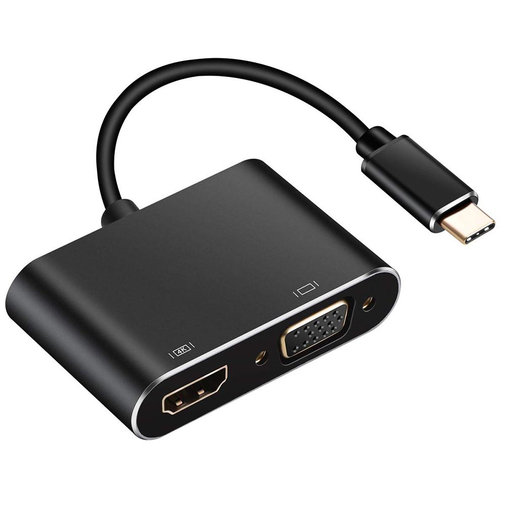 

pb-4386 4 in 1 Type-C Converter HUB USB3.0 USB-C PD HDMI-compatible VGA Dock (Black), 501 Original