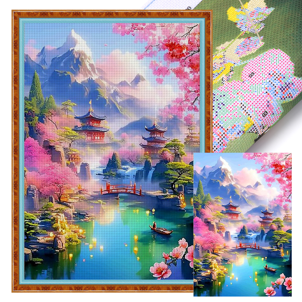 Jiangnan Water Village Full 14CT Pre-stamped Canvas(40*60cm) Cross Stitch