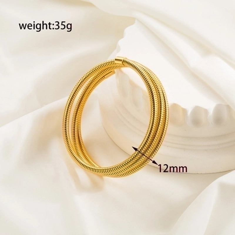 Retro Streetwear Solid Color Stainless Steel Plating 18k Gold Plated Bangle