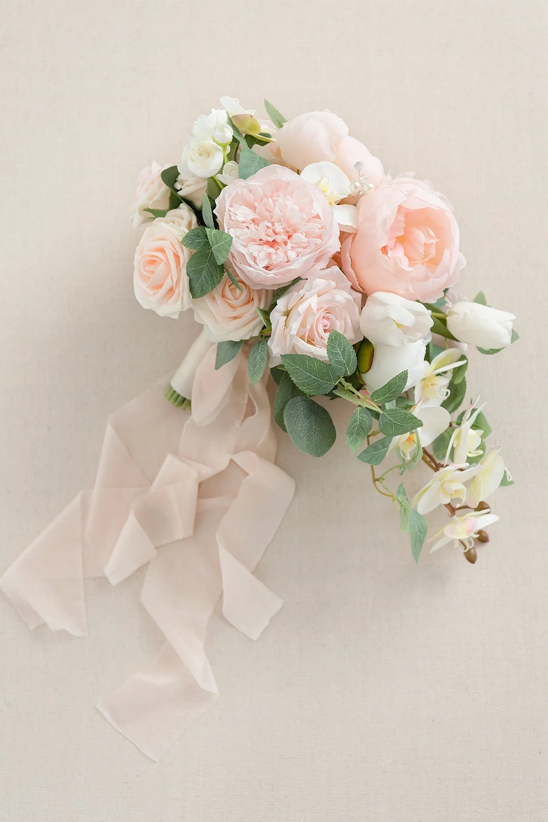 Standard Cascade Bridal Bouquet in Blush & Cream
