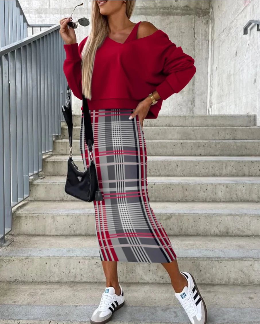 Uveng Uveng Women's Clothing 2024 Autumn And Winter New Bat Sleeve Dress Bag Hip Fashion Two Sets Of Women