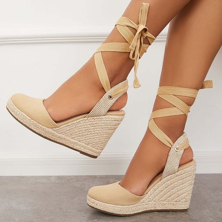 lace up wedge heel