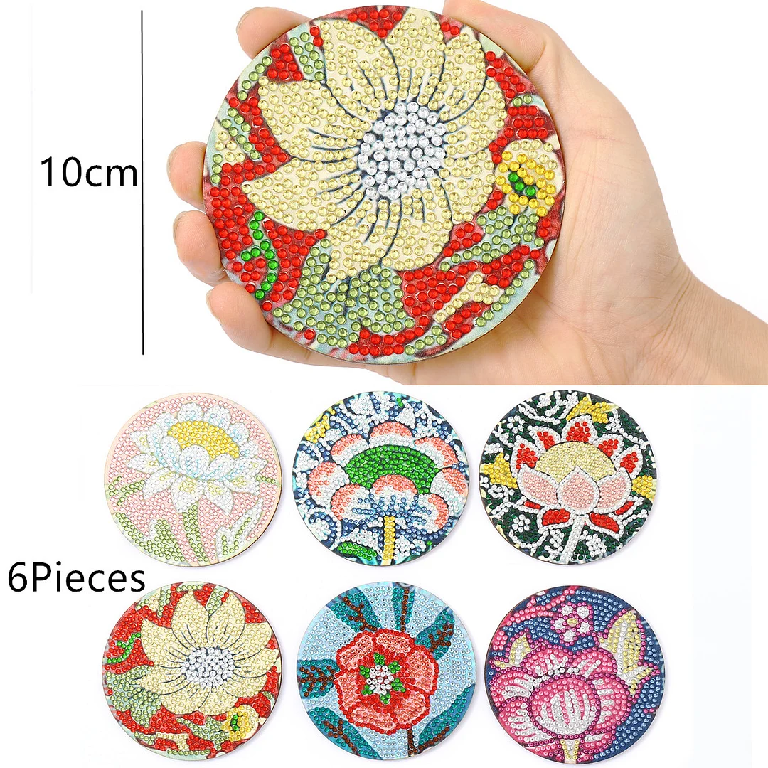 DIY Wooden Flower Coasters Diamond Painting Kits for Beginners, Adults & Kids Art Craft Supplies