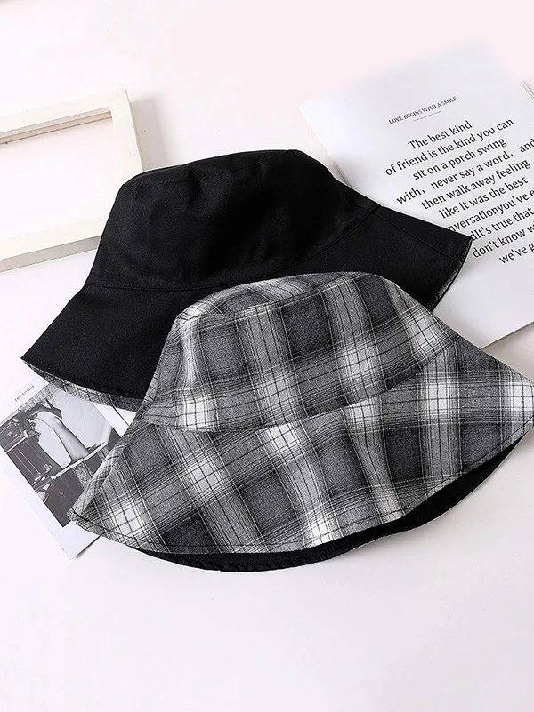 Leisure Versatile Plaid Fisherman Hat