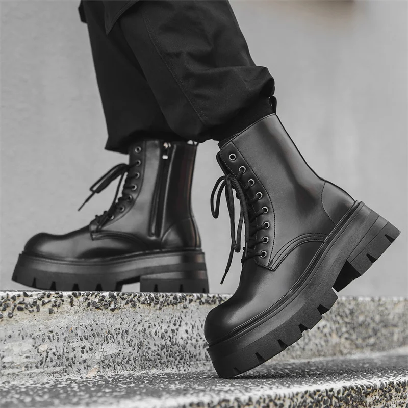 Colourp Colourp Martens Men's High Gang British Style Chelsea Boots Casual Men's Shoe Tide Boots 7368-R
