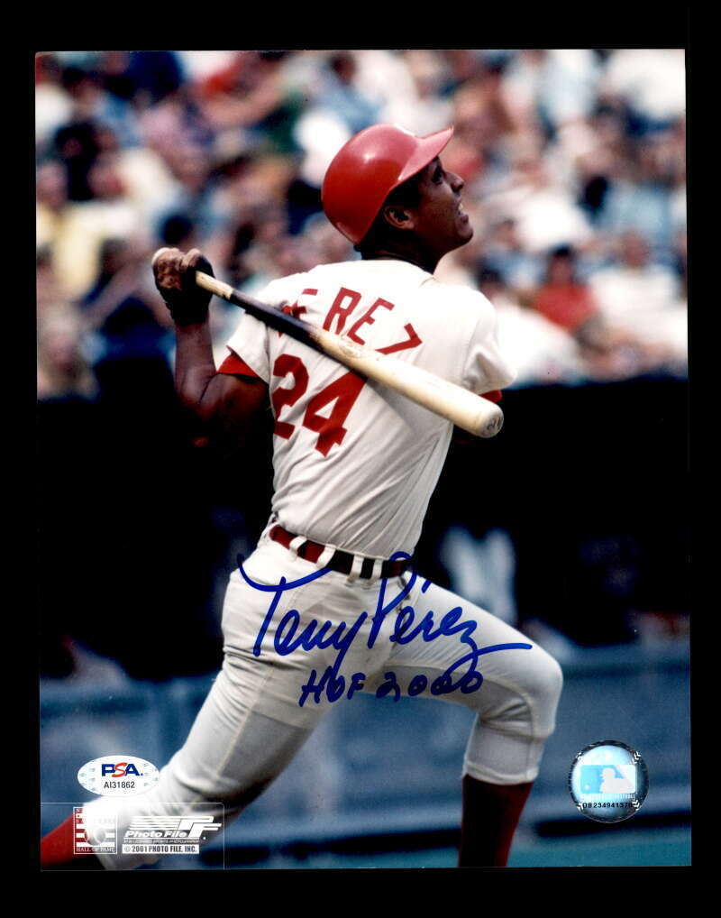 Tony Perez PSA DNA Coa Hand Signed 8x10 HOF 2000 Photo Poster painting Autograph