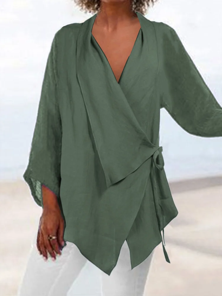 Elegant Lace Up Irregular Hem Flowy Tunic