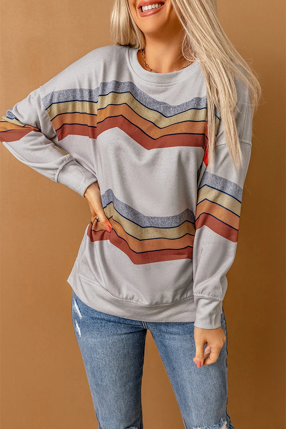 Gray Color Block Classic Sweatshirt | IFYHOME