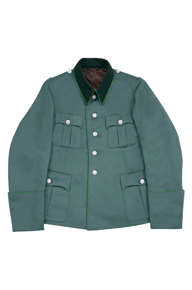   Polizei German General Officer Gabardine Service Tunic Jacket With Deep Green Collar 5 Buttons German-Uniform