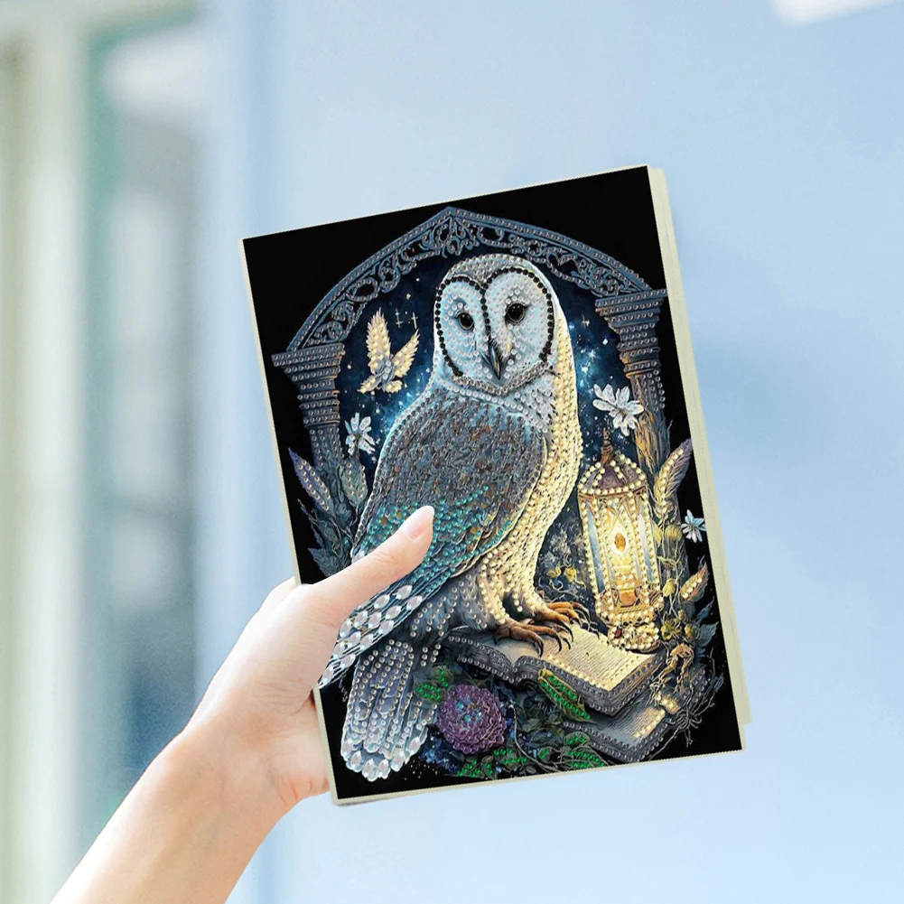 50-Page A5 Owl Diamond Painting Notebook for Adult Holiday Birthday Gift