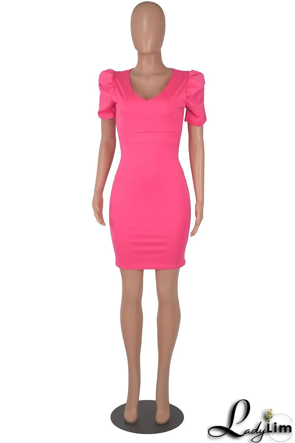 Black Fashion Casual Solid Basic V Neck Short Sleeve Dress Dresses