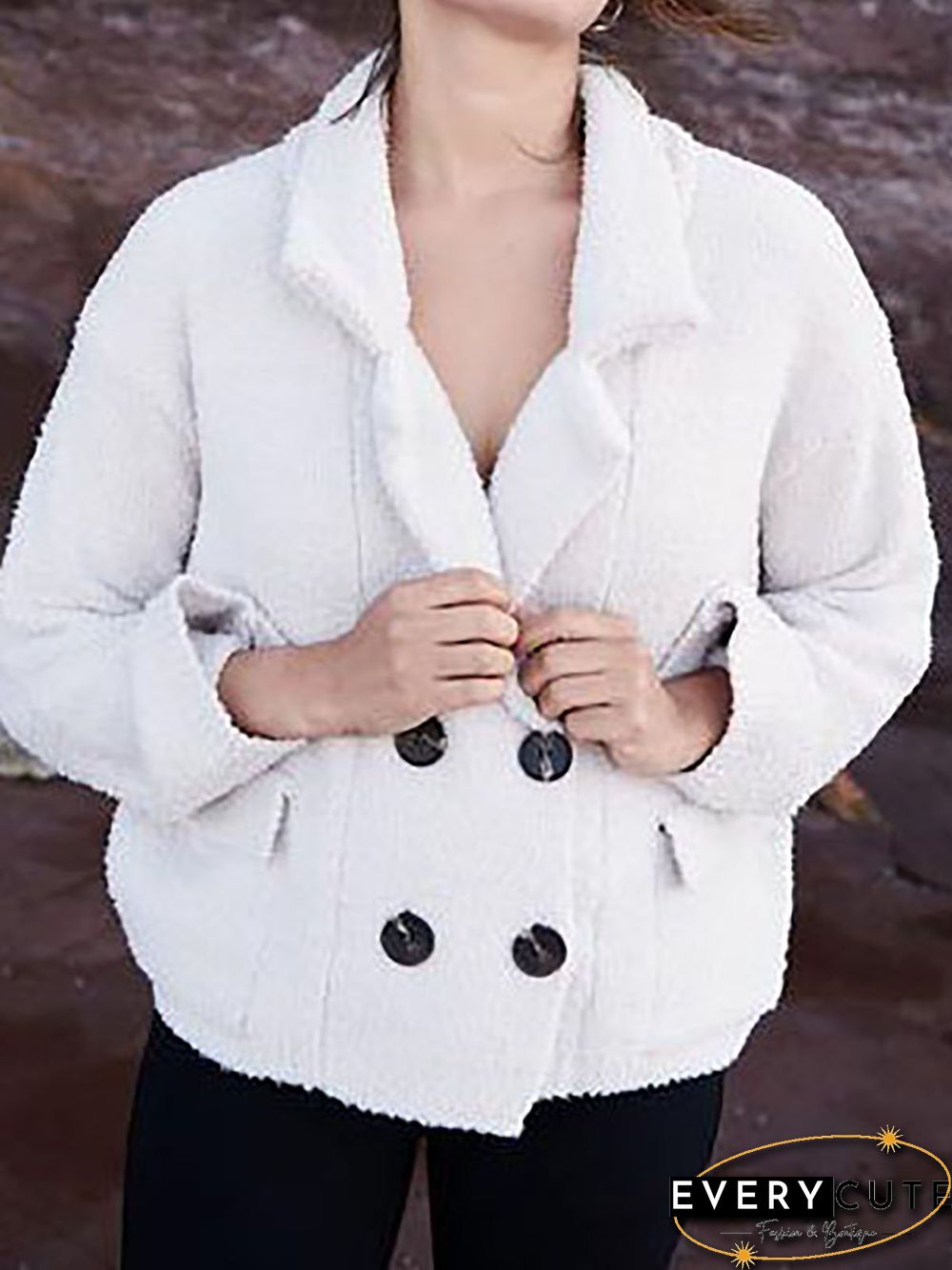 Casual plain autumn polyester daily statement long sleeve loose shawl collar jacket womens