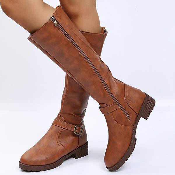 Women'S Round Toe Double Zip Tall Rider Boots 65465237