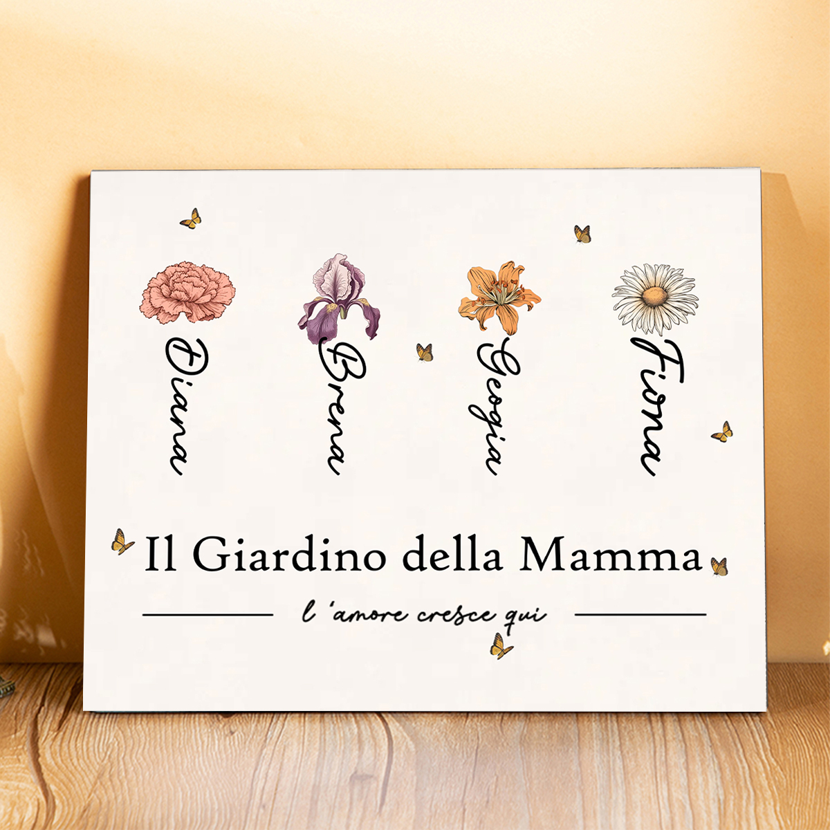 Il Giardino della Mamma-Targa con nomi e fiori di nascita personalizzabili per mamma/nonna