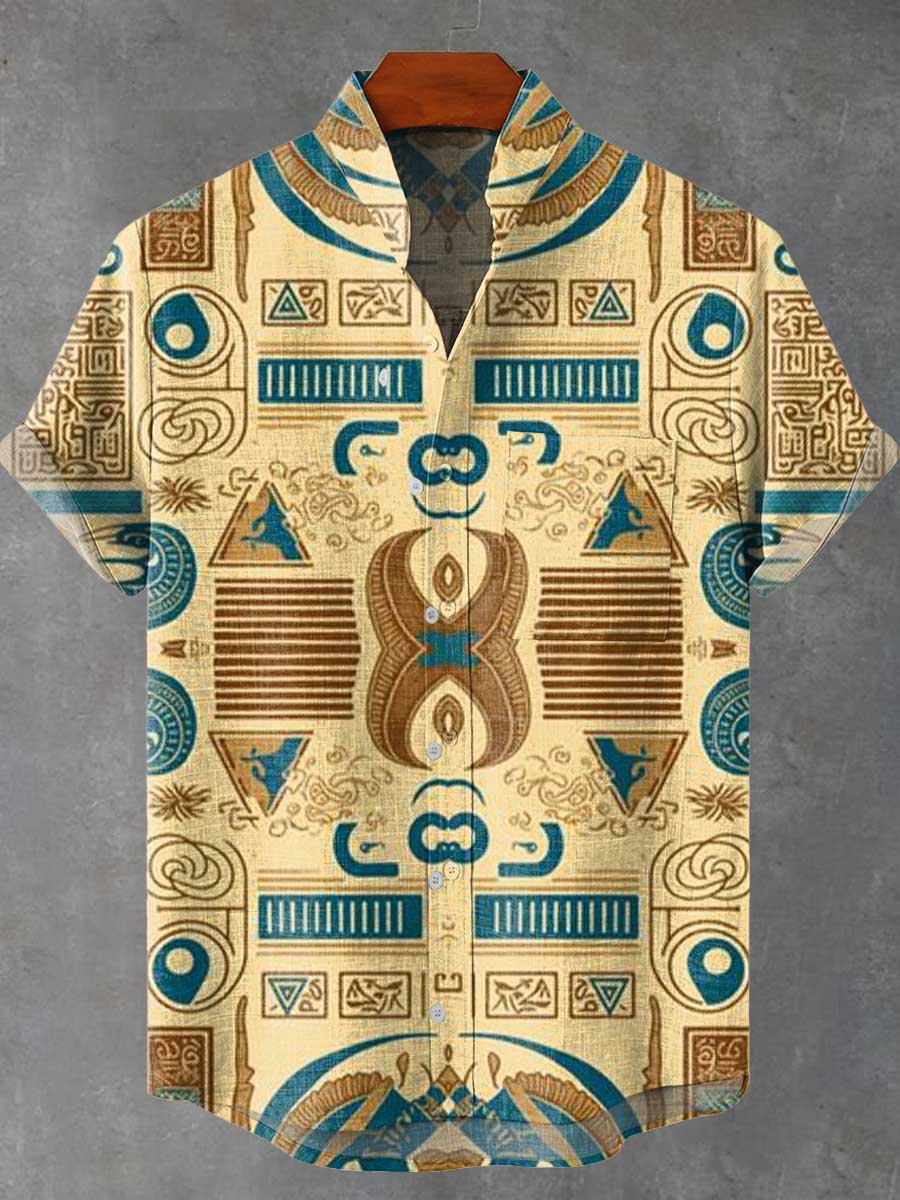 Vintage Art Creative Geometry Vintage Print Casual 100% Cotton Shirt